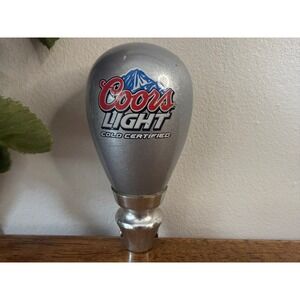 Vintage Coors Light Cold Certified Beer Tap Handle Silver Brewery Bar Pub Ad